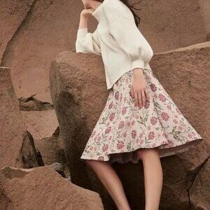 NWT Anthropologie Cecilia Prado Meadowlark Knit Floral Skirt Size XS Petite